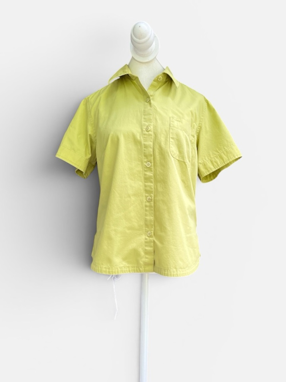 Columbia Women's 100% Cotton Short Sleeve Button Up Shirt Chartreuse Lime Green